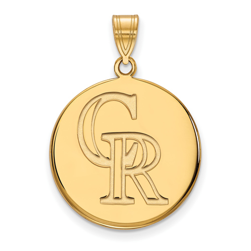 10k Yellow Gold 3/4in Colorado Rockies Disc Pendant