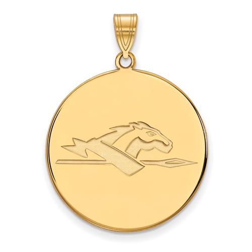 14k Yellow Gold 1in Longwood University Round Pendant
