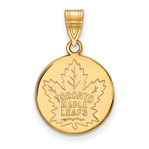 14k Yellow Gold Toronto Maple Leafs Round Pendant 5/8in
