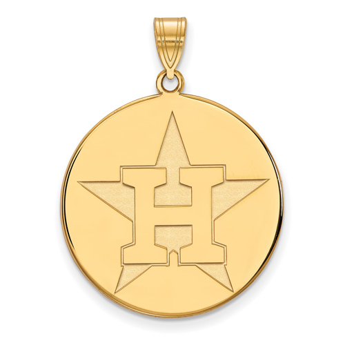 10k Yellow Gold 1in Houston Astros Disc Pendant