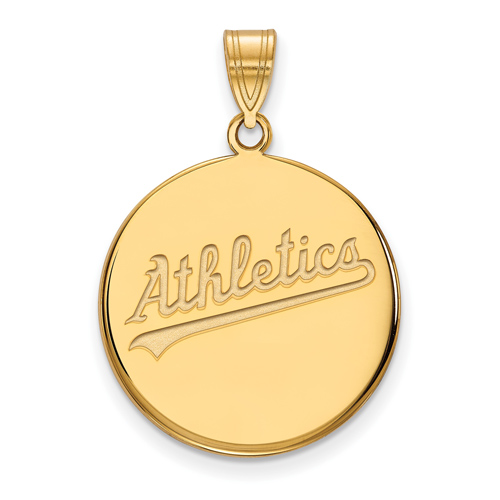 14k Yellow Gold 3/4in Round Oakland A's Pendant