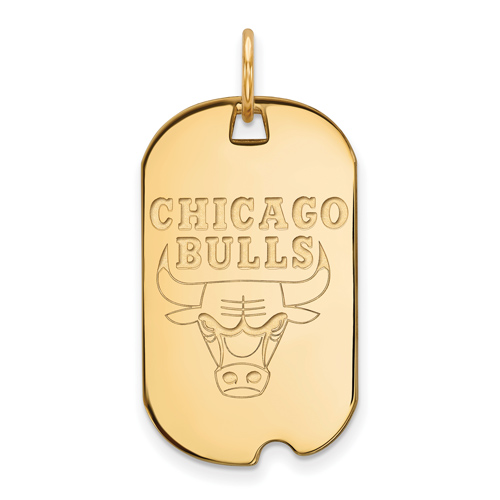 14k Yellow Gold Small Chicago Bulls Dog Tag