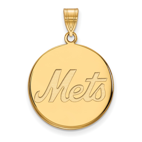 14kt Yellow Gold 3/4in New York Mets Disc Pendant