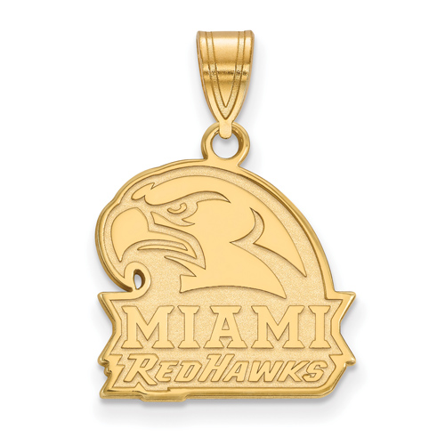 Miami University RedHawks Pendant 5/8in 10k Yellow Gold