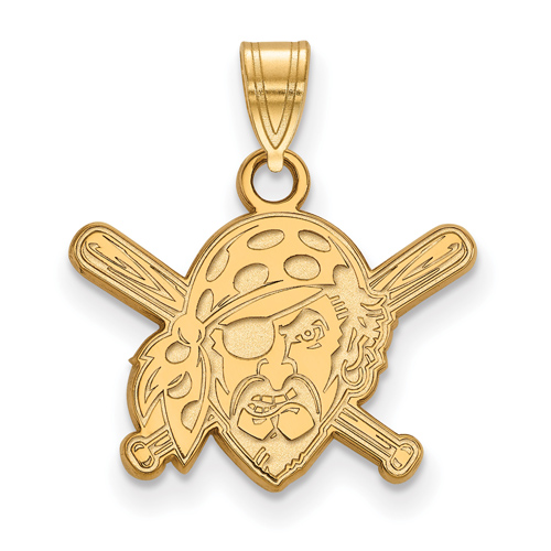 14k Yellow Gold 1/2in Pittsburgh Pirates Crossed Bats Pendant