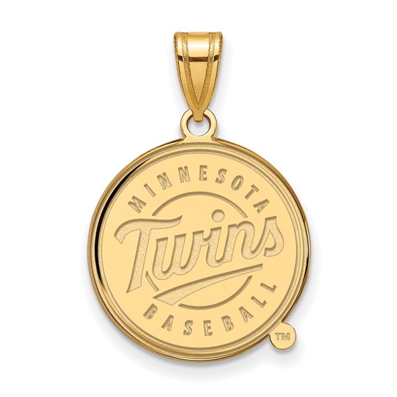 10k Yellow Gold 3/4in Minnesota Twins Baseball Pendant