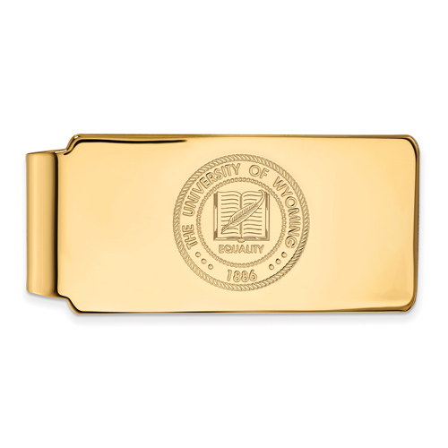14k Yellow Gold University of Wyoming Crest Money Clip