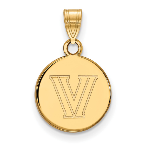 Villanova University Round V Pendant 1/2in 14k Yellow Gold