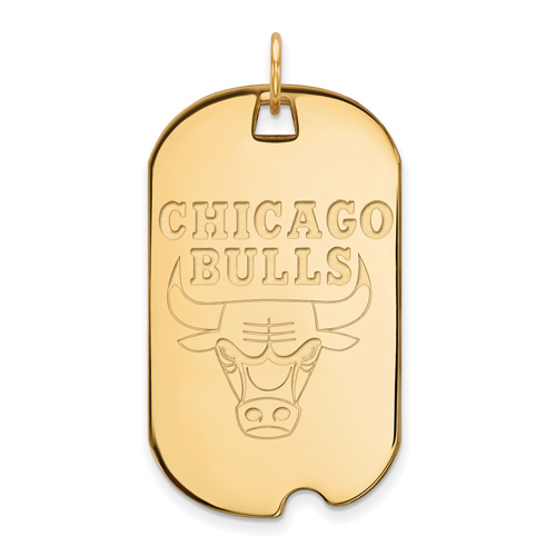 14k Yellow Gold 1 1/2in Chicago Bulls Dog Tag