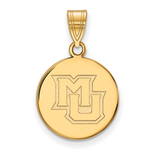 Marquette University Disc Pendant 5/8in 10k Yellow Gold