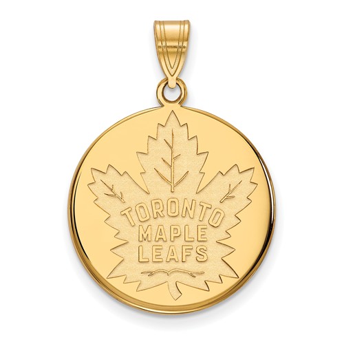 14k Yellow Gold Toronto Maple Leafs Round Pendant 3/4in