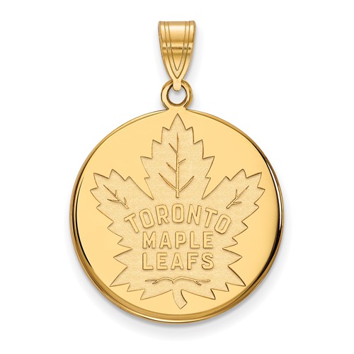 10k Yellow Gold Toronto Maple Leafs Round Pendant 3/4in