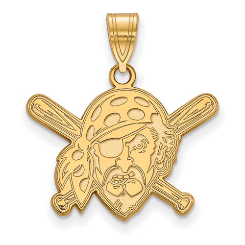 10k Yellow Gold 5/8in Pittsburgh Pirates Crossed Bats Pendant