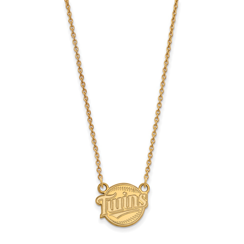 14k Yellow Gold 1/2in Minnesota Twins Baseball Pendant on 18in Chain