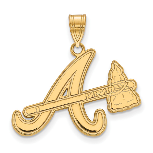 10kt Yellow Gold 3/4in Atlanta Braves Tomahawk A Pendant