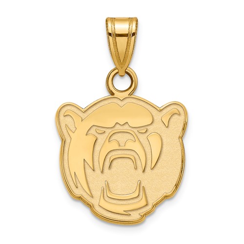 14k Yellow Gold 1/2in Baylor University Bear Head Pendant