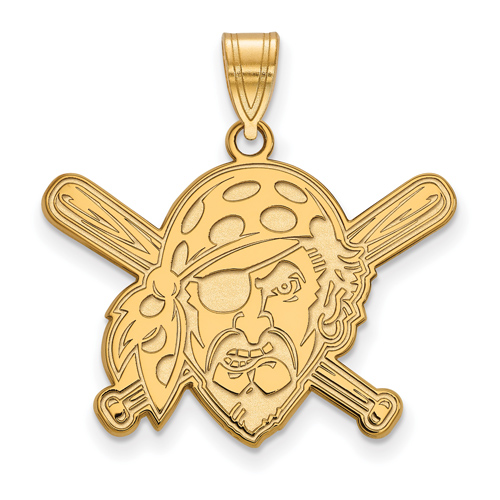 14k Yellow Gold 3/4in Pittsburgh Pirates Crossed Bats Pendant