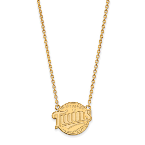 10k Yellow Gold Minnesota Twins Pendant on 18in Chain