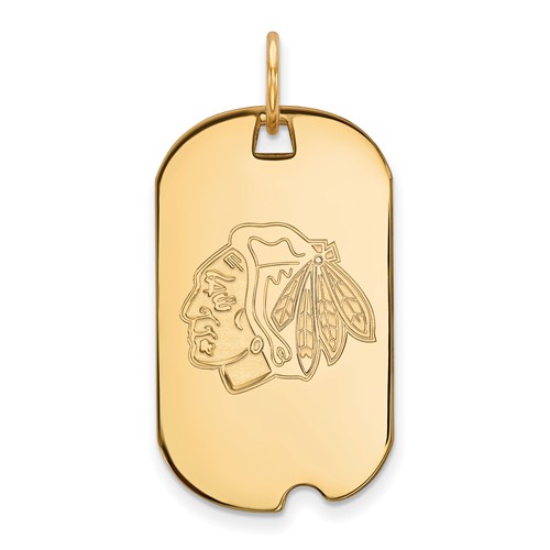 14k Yellow Gold Chicago Blackhawks Small Dog Tag
