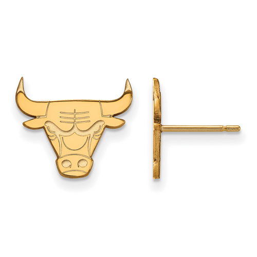10k Yellow Gold Chicago Bulls Logo Small Post Earrings