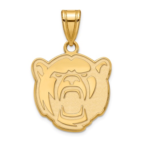 14k Yellow Gold 5/8in Baylor University Bear Head Pendant