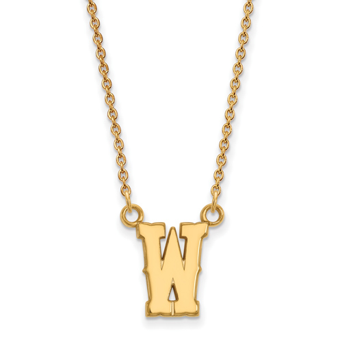 10k Yellow Gold 1/2in University of Wyoming W Necklace