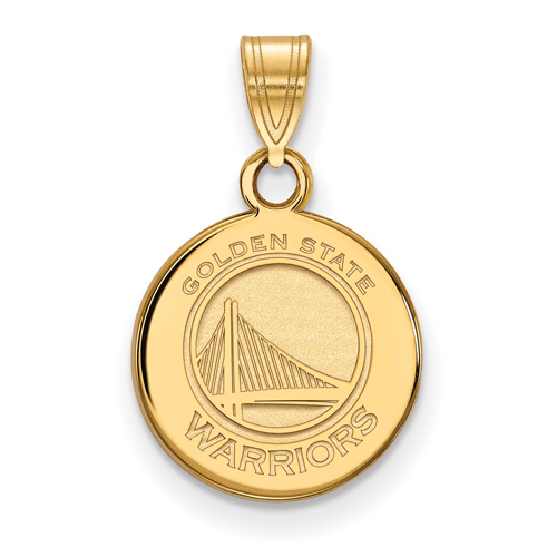 14k Yellow Gold 1/2in Golden State Warriors Disc Pendant