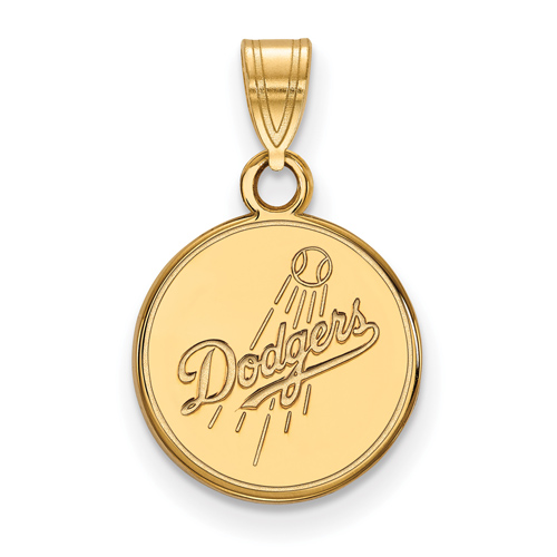 14k Yellow Gold 1/2in Los Angeles Dodgers Round Pendant