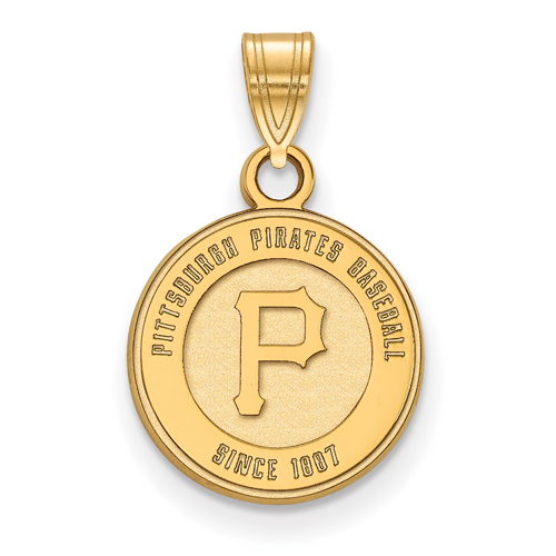 10k Yellow Gold 1/2in Pittsburgh Pirates Baseball Since 1887 Pendant