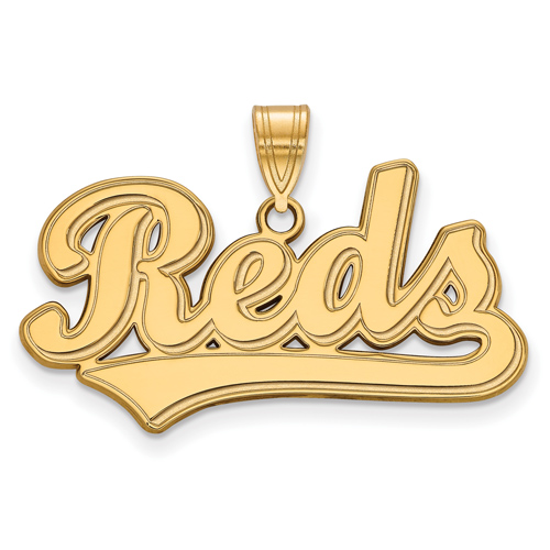 14k Yellow Gold 5/8in Cincinnati Reds Script Pendant