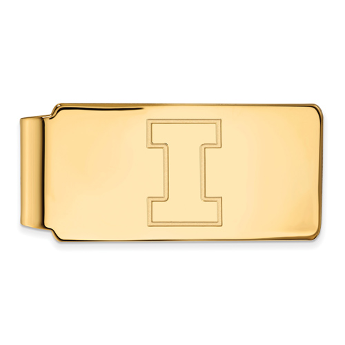 10kt Yellow Gold University of Illinois Block I Money Clip