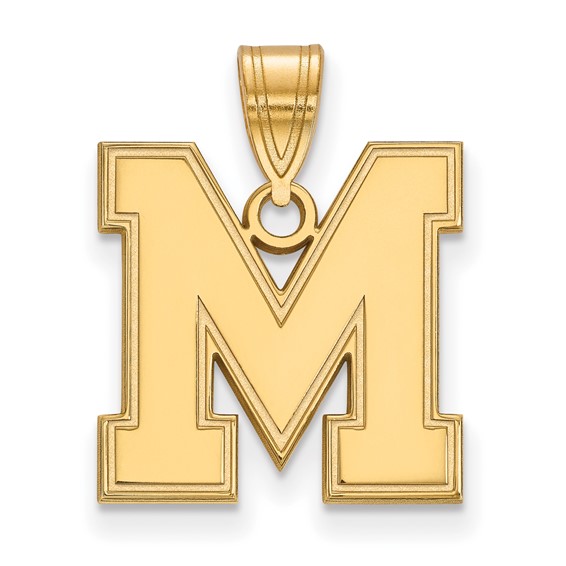 14k Yellow Gold University of Memphis M Pendant 5/8in