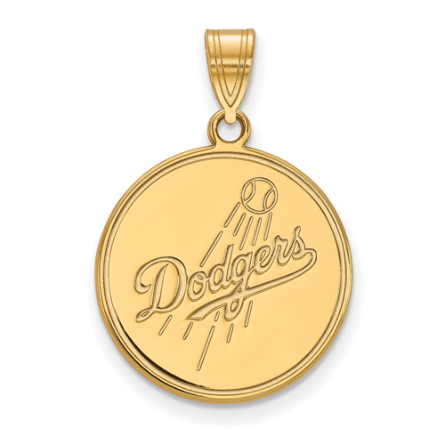 14k Yellow Gold 3/4in Round Los Angeles Dodgers Pendant