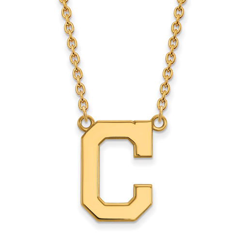 10k Yellow Gold Cleveland Indians Pendant on 18in Chain