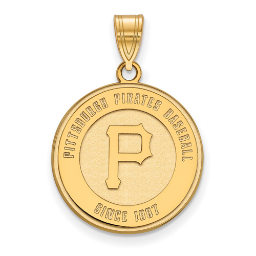 14k Yellow Gold 3/4in Pittsburgh Pirates Baseball Since 1887 Pendant