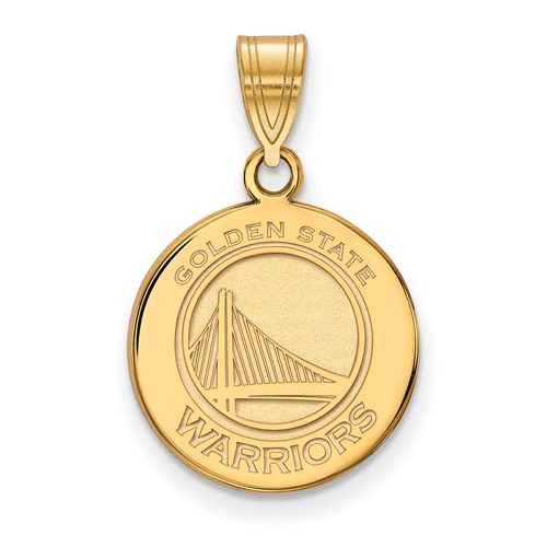 10k Yellow Gold 5/8in Golden State Warriors Disc Pendant
