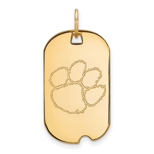 10kt Yellow Gold Clemson University Small Dog Tag