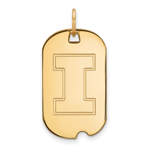 14kt Yellow Gold University of Illinois Small Dog Tag