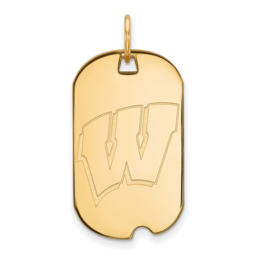 10kt Yellow Gold University of Wisconsin Small Dog Tag