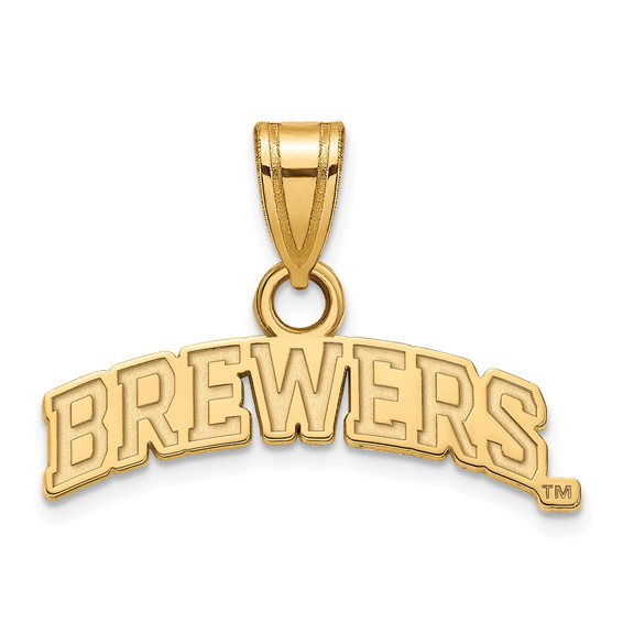 10k Yellow Gold 1/2in Milwaukee Brewers Script Pendant