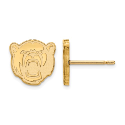 14k Yellow Gold Baylor University Extra Small Bear Head Earrings
