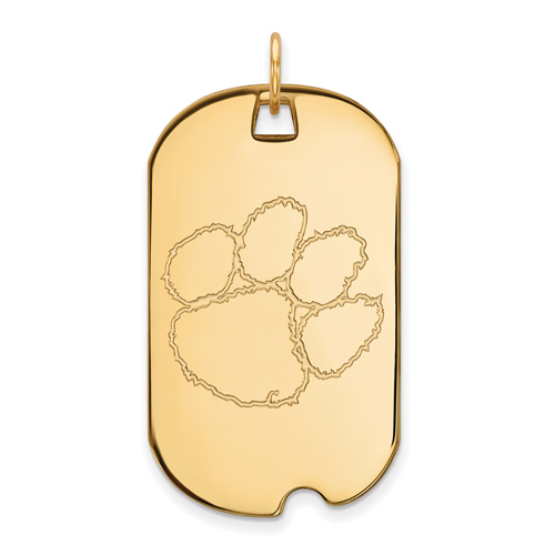 14kt Yellow Gold 1 1/2in Clemson University Dog Tag