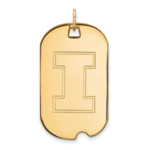 10kt Yellow Gold University of Illinois Dog Tag Pendant
