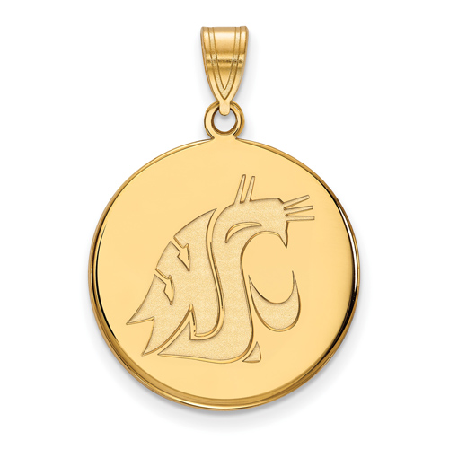 14kt Yellow Gold 3/4in Washington State University  Disc Pendant