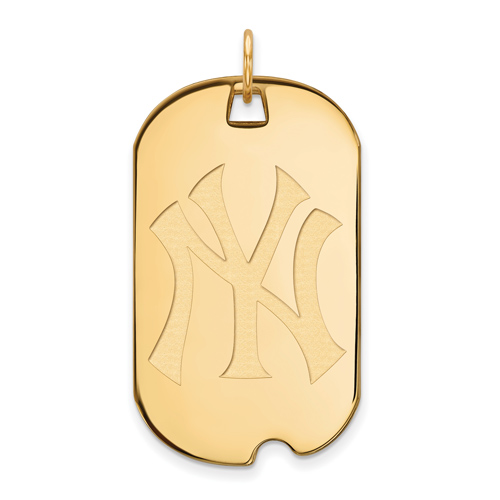14kt Yellow Gold New York Yankees Large Dog Tag