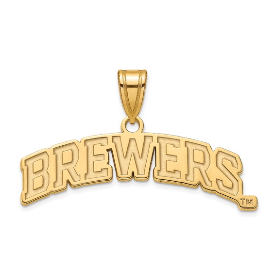14k Yellow Gold 3/4in Milwaukee Brewers Logo Pendant