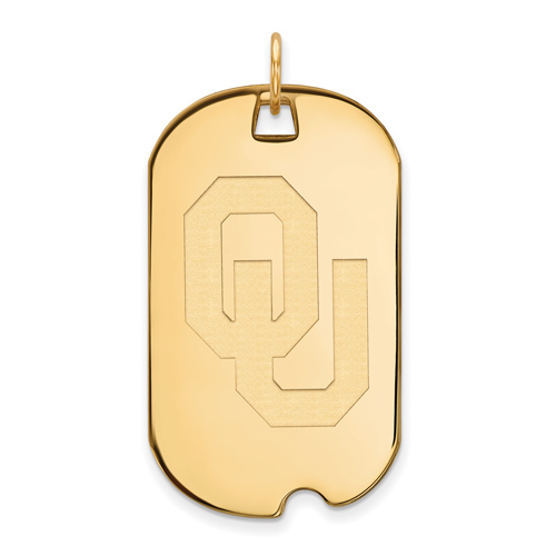 14kt Yellow Gold University of Oklahoma OU Dog Tag