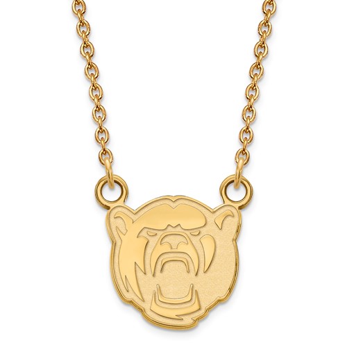 14k Yellow Gold Small Baylor University Bear Head 18in Necklace