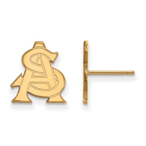 Arizona State University Small Post Earrings 14k Yellow Gold