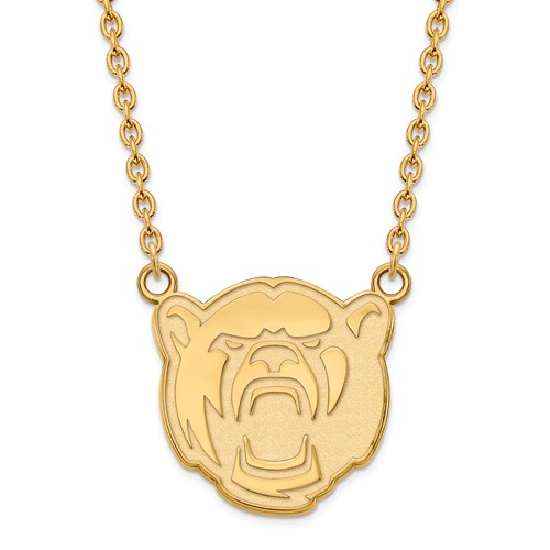 14k Yellow Gold Baylor University Bear Head Pendant with 18in Chain